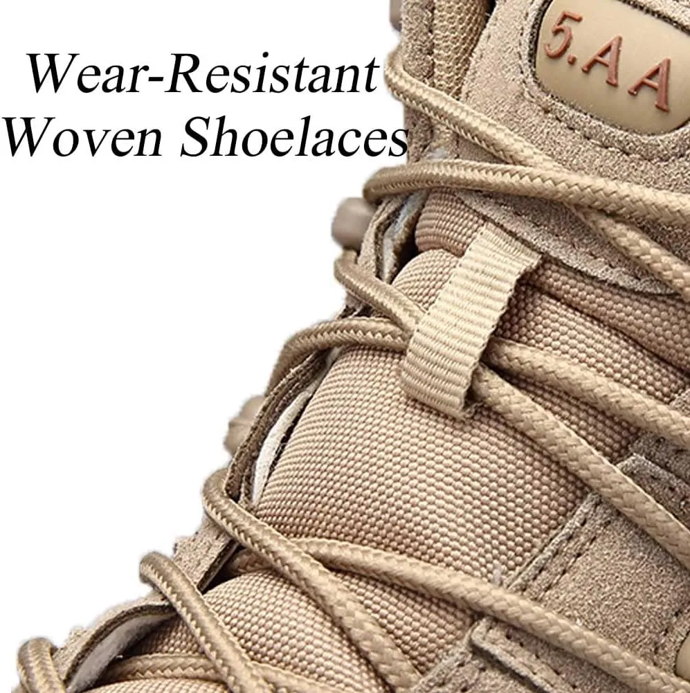 GEXECEUSS Men's Military Tactical Boots Lightweight Combat Outdoor Rubber Outsole Boots Desert Boots Side Zip Leather Cargo Boots