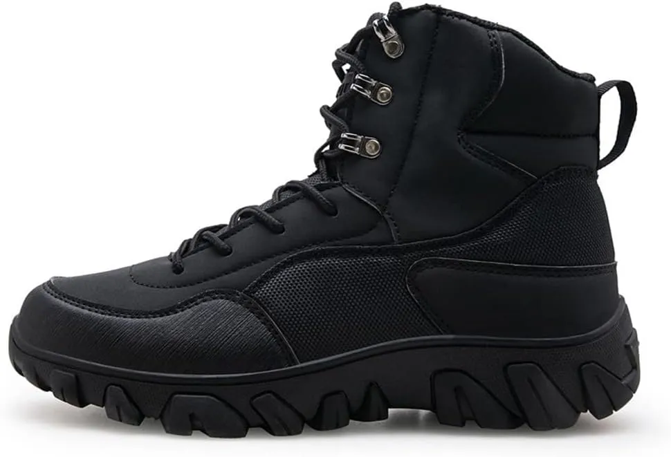 GEXECEUSS Men's Military Tactical Boots Lightweight Combat Outdoor Rubber Outsole Boots Desert Boots Side Zip Leather Cargo Boots