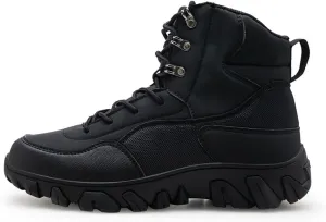 GEXECEUSS Men's Military Tactical Boots Lightweight Combat Outdoor Rubber Outsole Boots Desert Boots Side Zip Leather Cargo Boots