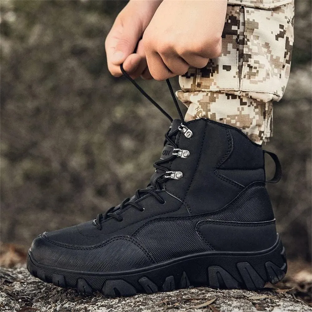 GEXECEUSS Men's Military Tactical Boots Lightweight Combat Outdoor Rubber Outsole Boots Desert Boots Side Zip Leather Cargo Boots