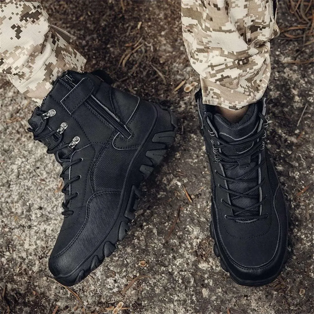 GEXECEUSS Men's Military Tactical Boots Lightweight Combat Outdoor Rubber Outsole Boots Desert Boots Side Zip Leather Cargo Boots