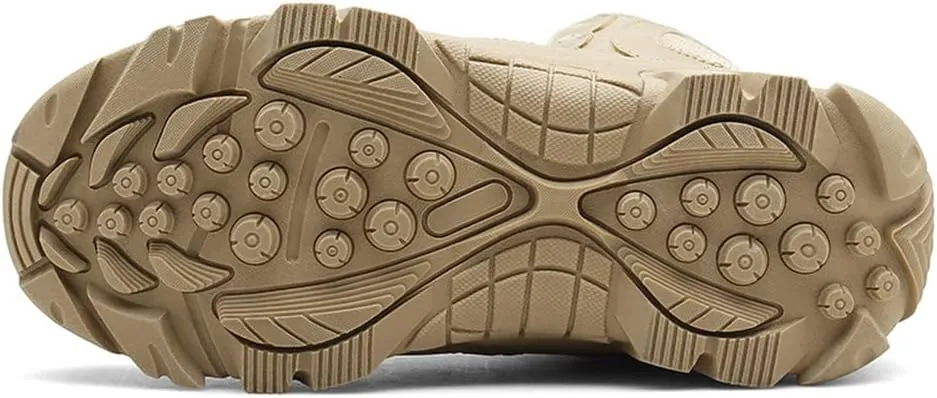 GEXECEUSS Men's Military Tactical Boots Lightweight Combat Outdoor Rubber Outsole Boots Desert Boots Side Zip Leather Cargo Boots
