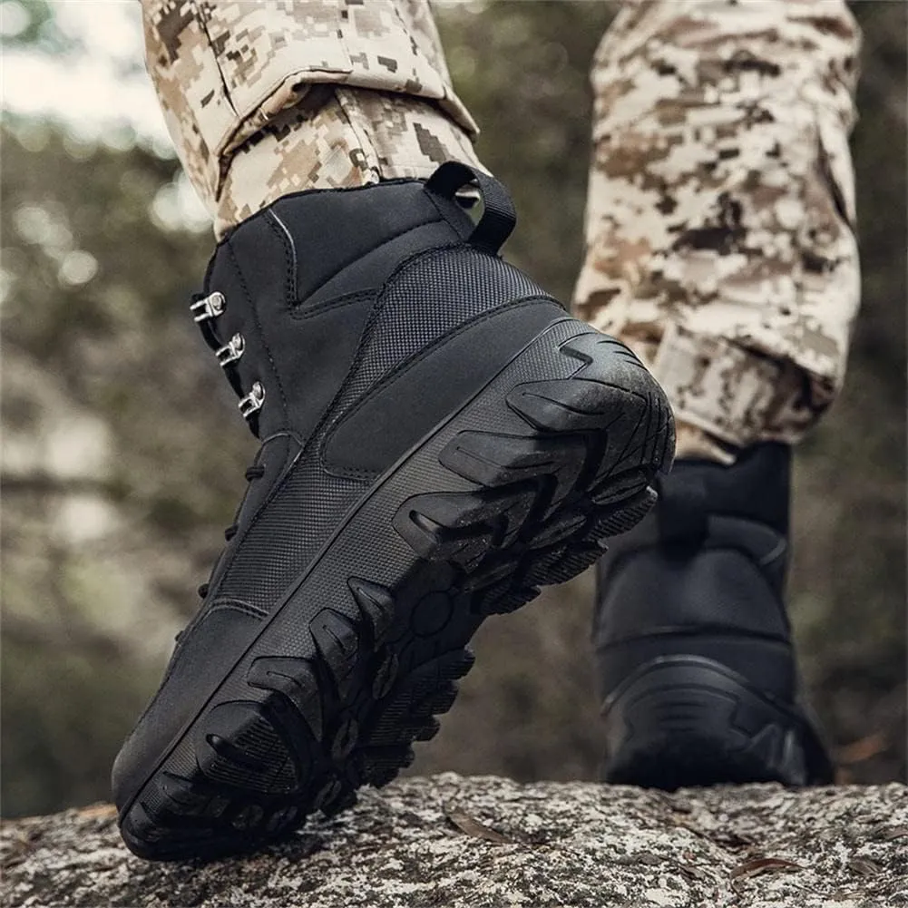 GEXECEUSS Men's Military Tactical Boots Lightweight Combat Outdoor Rubber Outsole Boots Desert Boots Side Zip Leather Cargo Boots