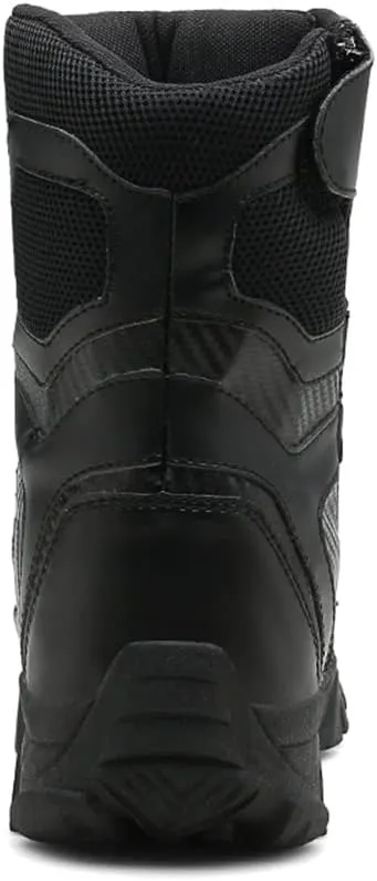 GEXECEUSS Men's Military Tactical Boots Lightweight Combat Outdoor Rubber Outsole Boots Desert Boots Side Zip Leather Cargo Boots