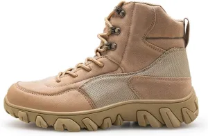 GEXECEUSS Men's Military Tactical Boots Lightweight Combat Outdoor Rubber Outsole Boots Desert Boots Side Zip Leather Cargo Boots