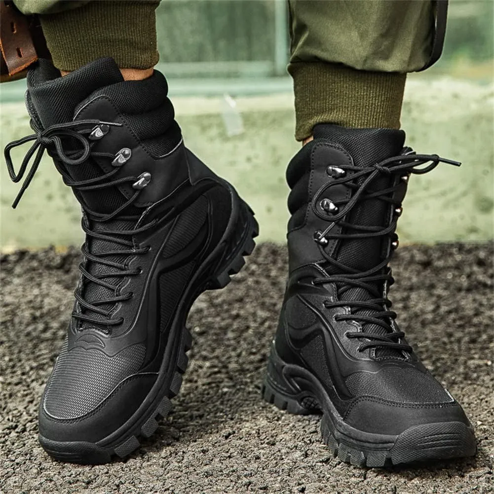 GEXECEUSS Military Boots for Men Side Zipper Lightweight Combat Outdoor Rubber Outsole Boots Hiking Motorcycle Combat Boots Desert Boots