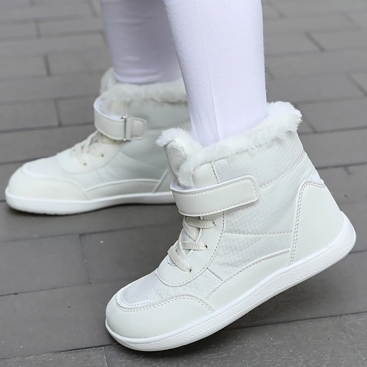 Girls Boys Winter Boots Kids Unisex Adjustable Strap Fleece Lined Snow Shoes Casual Thicken Warm Ankle Boots