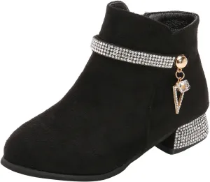 Girls Dress Boots Ankle Boots for Girls Short Boots Girls Toddler Ankle Boots Low Chunky Heel Side Zipper Dress Booties