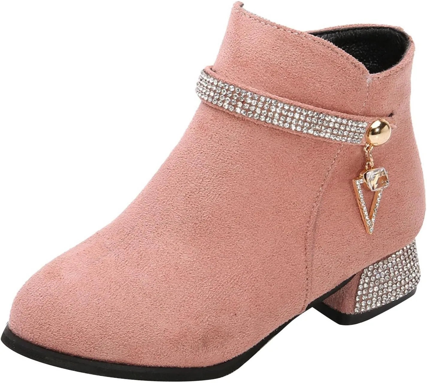 Girls Dress Boots Ankle Boots for Girls Short Boots Girls Toddler Ankle Boots Low Chunky Heel Side Zipper Dress Booties