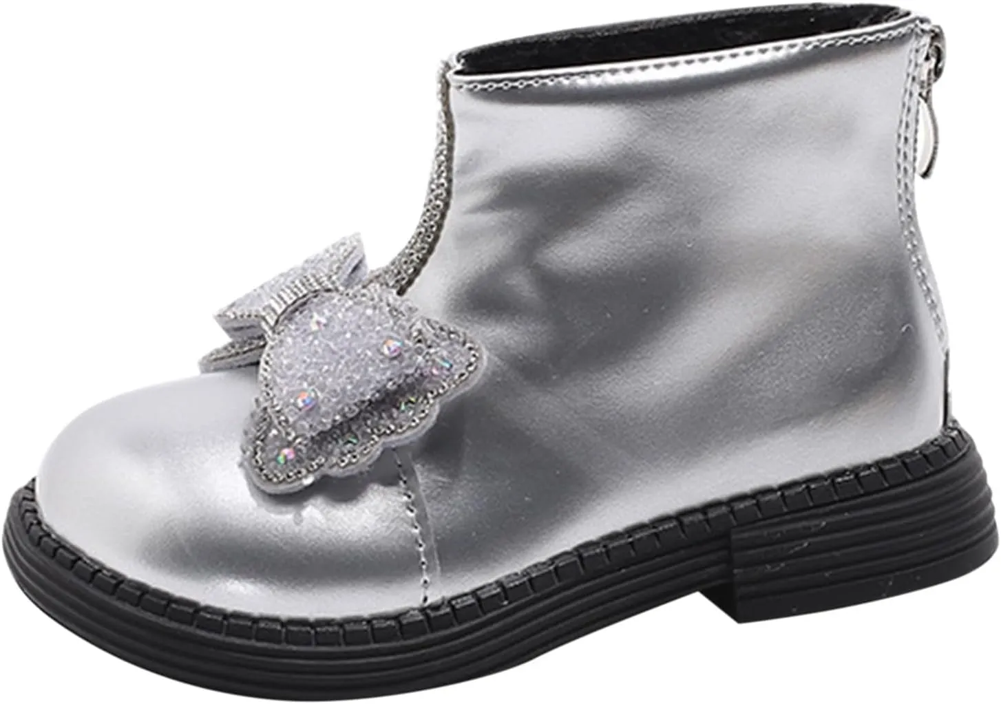 Girls Leather Mary Jane Boots Back Zipper Short Boots Winter Soft Bottom Boots Waterproof Non Slip Low Calf Boots