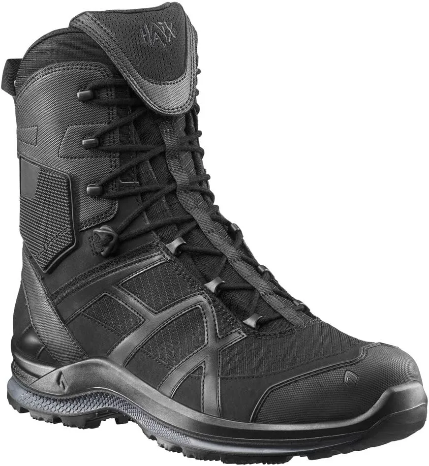 HAIX Black Eagle Athletic 2.0 T High Side Zip Boots For Men - Anti-Slipe Sole, Ankle Protection, Black Tactical Boots For Men