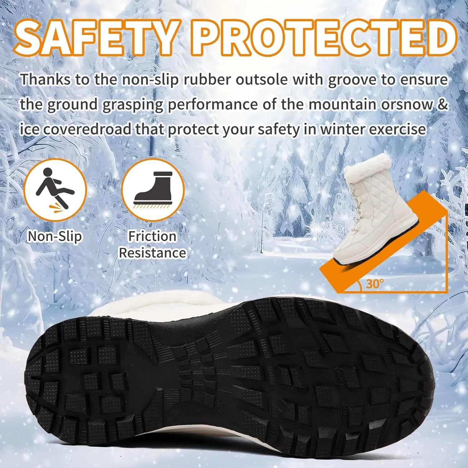 Hanani Womens Snow Boots Warm Fur Lined Winter Boots Anti Slip Ankle Boots Mid Calf Snowboots Waterproof and Cold-Resistant Outdoor Walking Shoes for Women