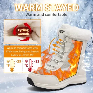 Hanani Womens Snow Boots Warm Fur Lined Winter Boots Anti Slip Ankle Boots Mid Calf Snowboots Waterproof and Cold-Resistant Outdoor Walking Shoes for Women