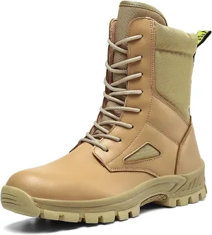 High Rise Hiking Boots, Outdoor Combat Waterproof Boots Men,High- top Work Army Tactical Patrol Hiking Footwear, Breathable Non- Slip Trekking Lace Up Snow Boots, for Birthday,Father' s Day and Chris