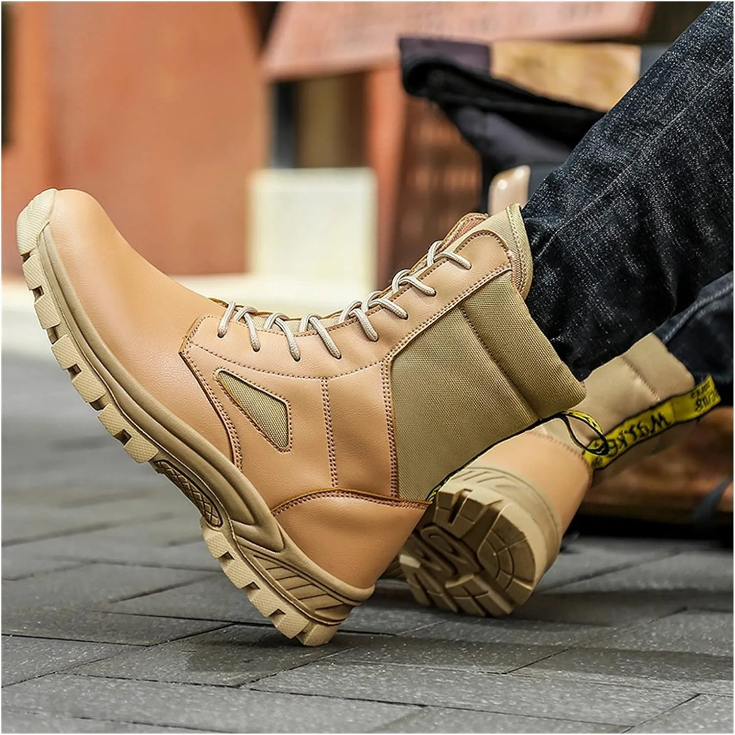 High Rise Hiking Boots, Outdoor Combat Waterproof Boots Men,High- top Work Army Tactical Patrol Hiking Footwear, Breathable Non- Slip Trekking Lace Up Snow Boots, for Birthday,Father' s Day and Chris