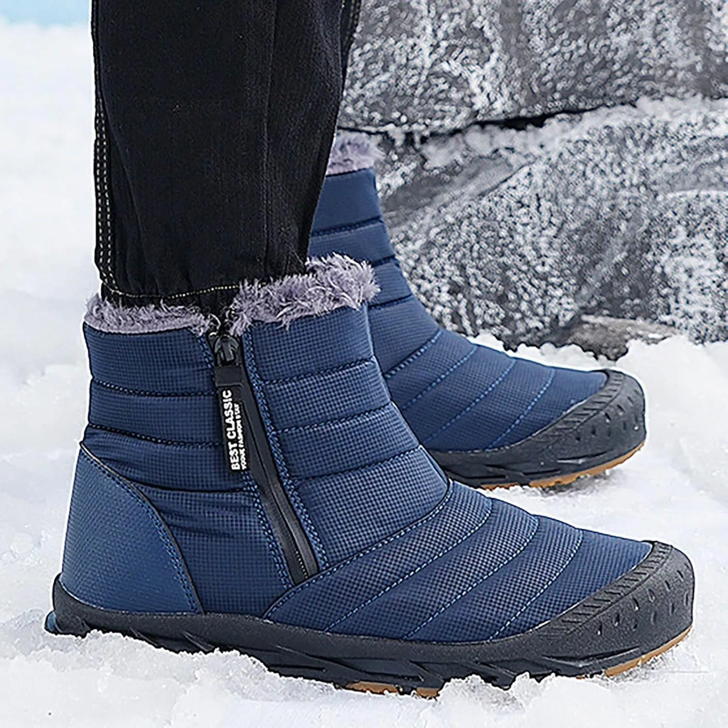 High Top Snow Boots for Women Solid Slip On Winter Boots Non Slip Flat Soled Snow Boots Snow and Hiking Boots for Women
