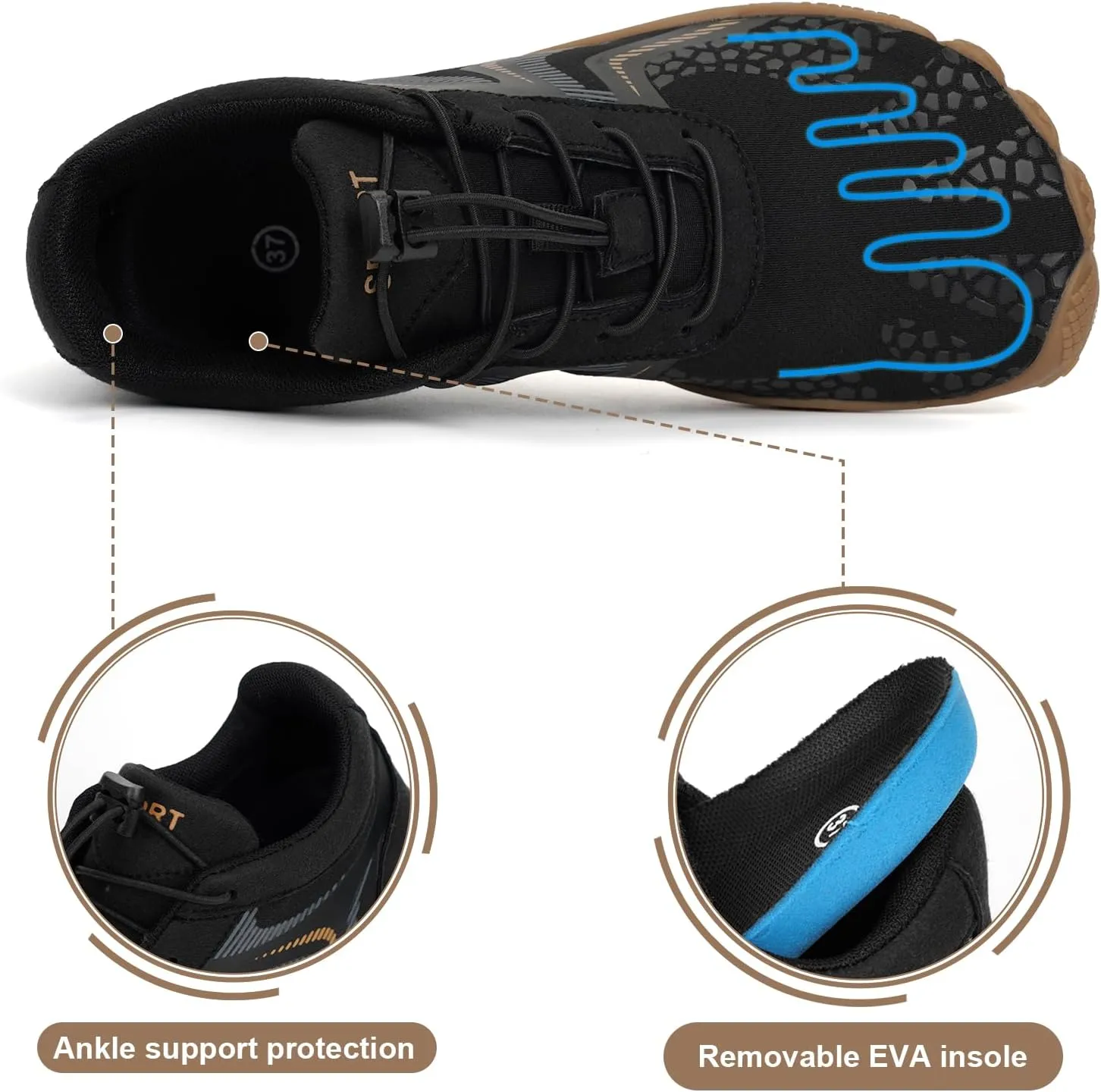 Hike Barefoot Shoes for Winter Autumn Footwear, Minimalist Barefoot Shoes for Men Women Wide Toe Zero Drop Athletic Hiking and Trail Running Shoe