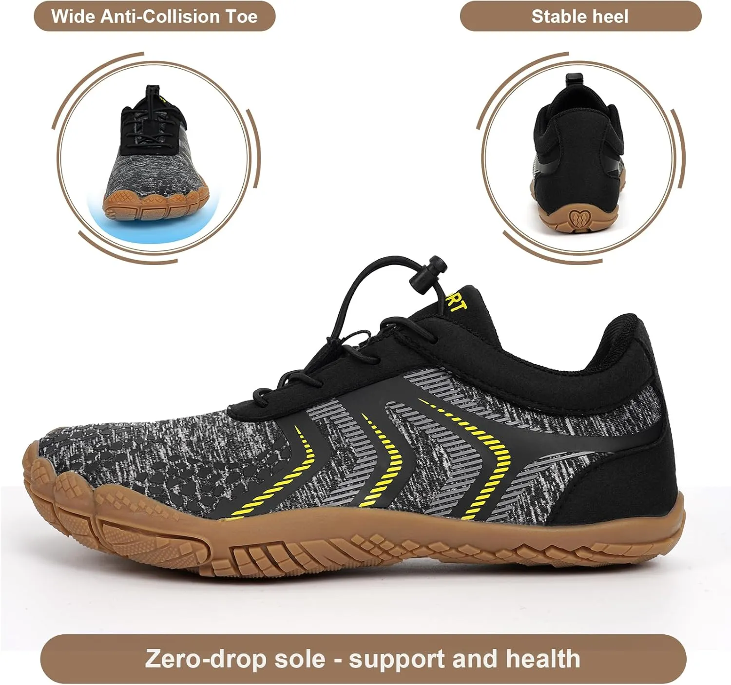 Hike Barefoot Shoes for Winter Autumn Footwear, Minimalist Barefoot Shoes for Men Women Wide Toe Zero Drop Athletic Hiking and Trail Running Shoe