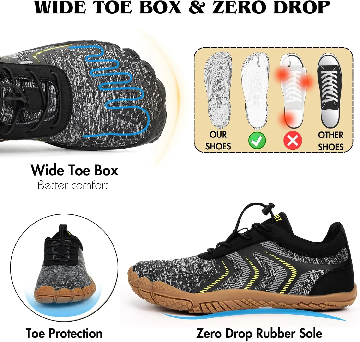 Hike Barefoot Shoes Womens Mens Minimalist Footwear Wide Toe Box Zero Drop Hiking Shoes Lightweight Breathable Sneakers