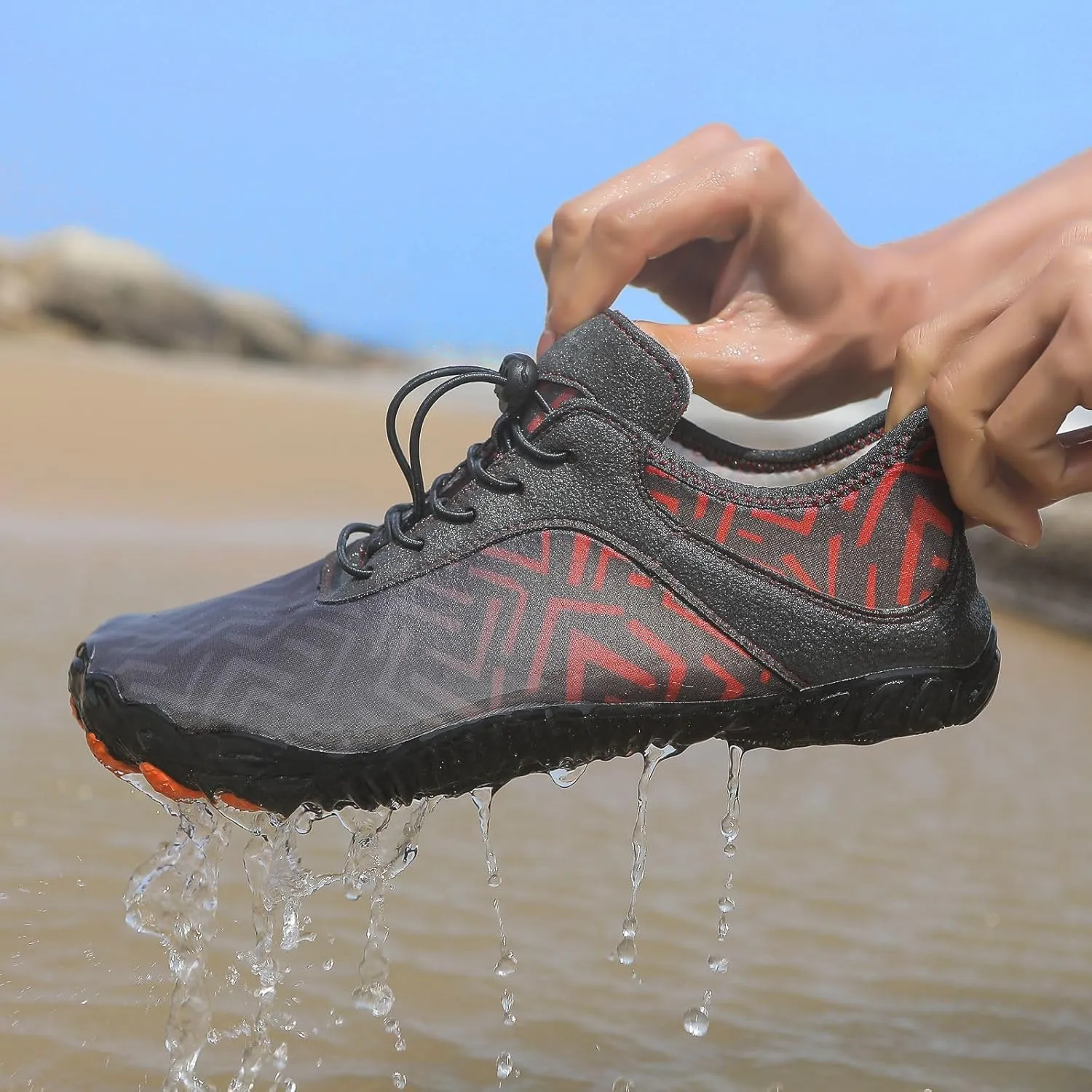 Hiking Water Shoes Women Men, Unisex Non-Slip Wide Toe Box Barefoot Grounded Footwear, Quick Dry Aqua Shoes, Zero Drop Breathable Hiking Sneakers for Hike, Walking, Running, Swimming, Travel