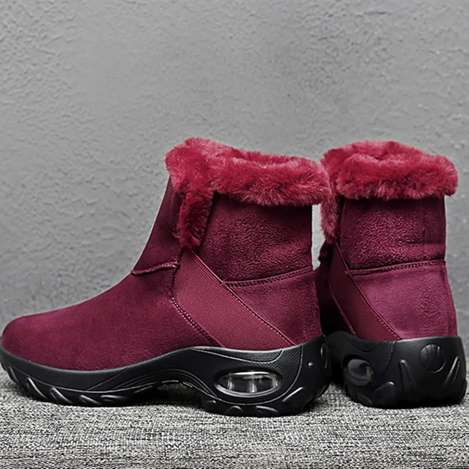 HINDOLA Winter Snow Boots for Women Faux Fur Waterproof Cold-Resistant Warm Boots Walking Hiking Booties Ladies Cozy Short Boots Outdoor