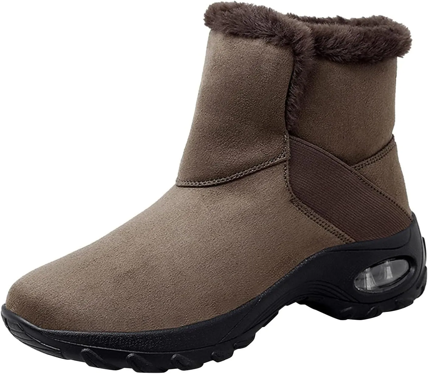 HINDOLA Winter Snow Boots for Women Faux Fur Waterproof Cold-Resistant Warm Boots Walking Hiking Booties Ladies Cozy Short Boots Outdoor