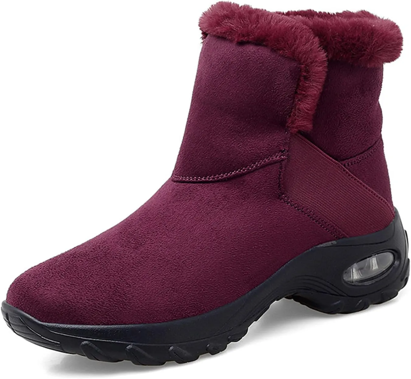 HINDOLA Winter Snow Boots for Women Faux Fur Waterproof Cold-Resistant Warm Boots Walking Hiking Booties Ladies Cozy Short Boots Outdoor
