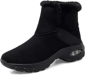 HINDOLA Winter Snow Boots for Women Faux Fur Waterproof Cold-Resistant Warm Boots Walking Hiking Booties Ladies Cozy Short Boots Outdoor
