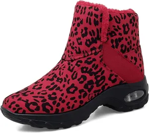 HINDOLA Winter Snow Boots for Women Faux Fur Waterproof Cold-Resistant Warm Boots Walking Hiking Booties Ladies Cozy Short Boots Outdoor