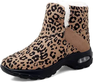 HINDOLA Winter Snow Boots for Women Faux Fur Waterproof Cold-Resistant Warm Boots Walking Hiking Booties Ladies Cozy Short Boots Outdoor