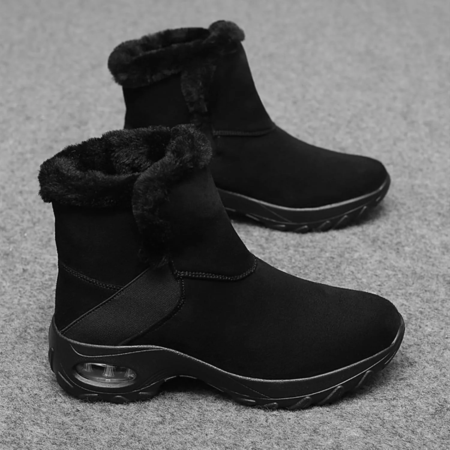 HINDOLA Winter Snow Boots for Women Faux Fur Waterproof Cold-Resistant Warm Boots Walking Hiking Booties Ladies Cozy Short Boots Outdoor