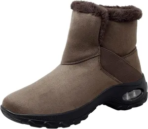 HINDOLA Winter Snow Boots for Women Faux Fur Waterproof Cold-Resistant Warm Boots Walking Hiking Booties Ladies Cozy Short Boots Outdoor