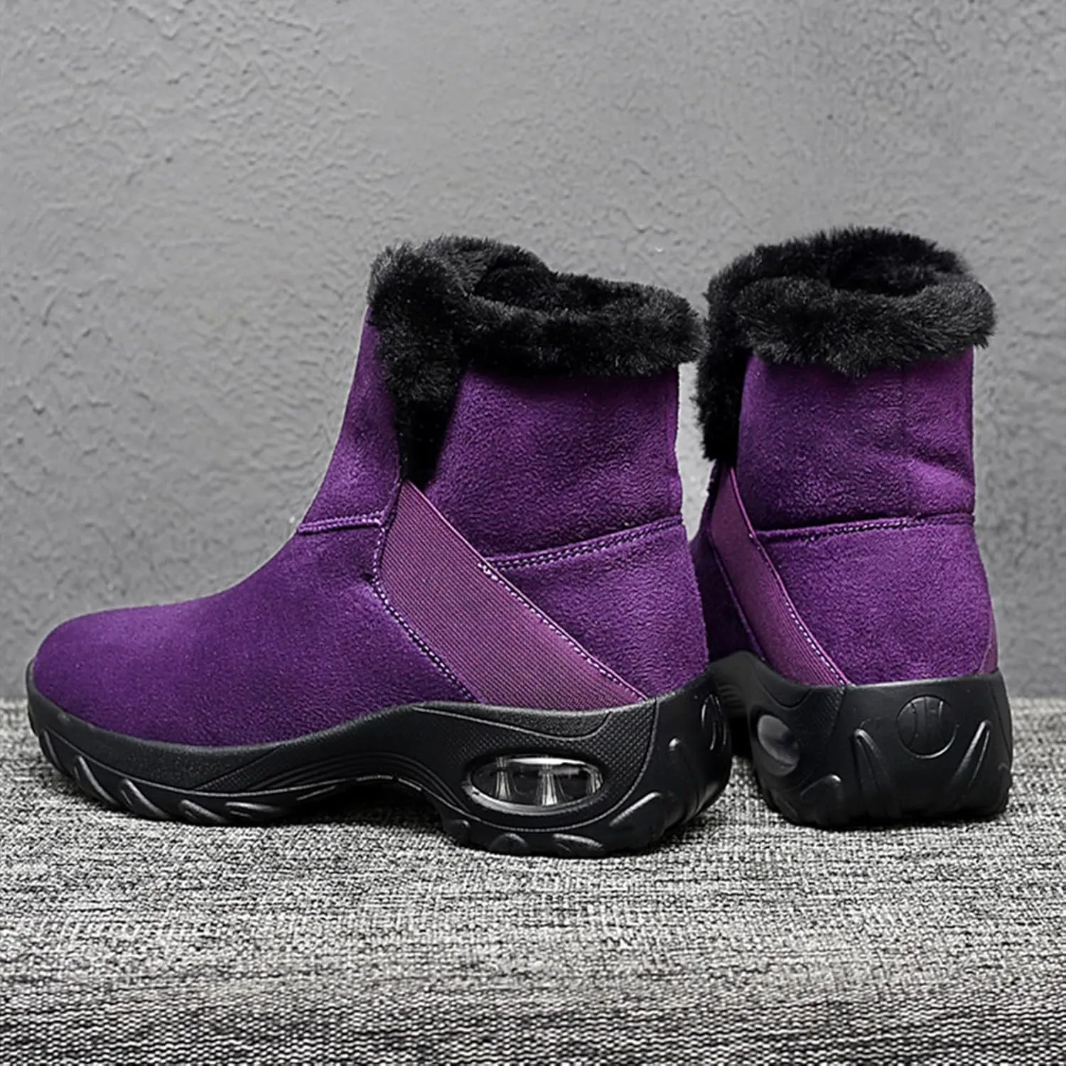 HINDOLA Winter Snow Boots for Women Faux Fur Waterproof Cold-Resistant Warm Boots Walking Hiking Booties Ladies Cozy Short Boots Outdoor