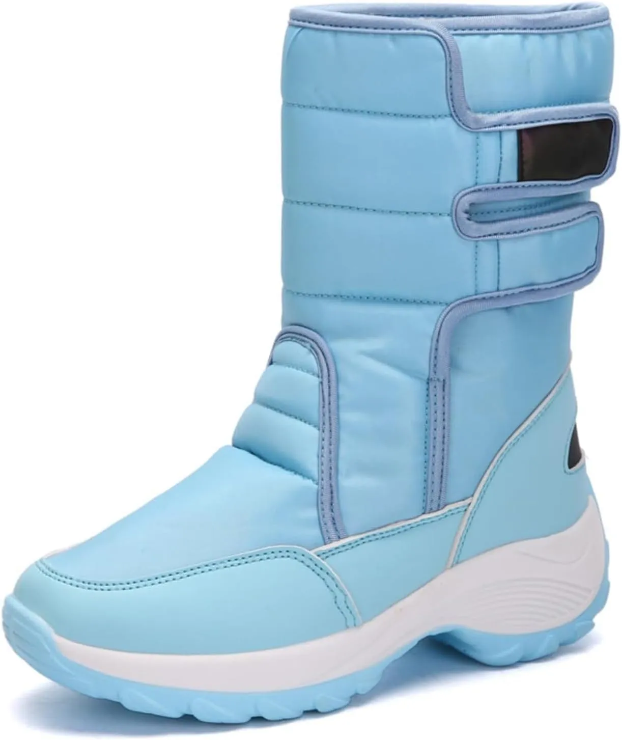 HINDOLA Women Warm Winter Snow Boots Waterproof Outdoor Fleece Fur Lined Shoes Cold-Resistant Mid-Calf Boots Non Slip Hiking Sneaker Booties