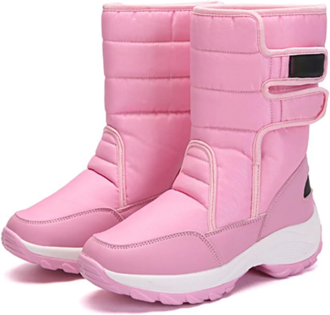 HINDOLA Women Warm Winter Snow Boots Waterproof Outdoor Fleece Fur Lined Shoes Cold-Resistant Mid-Calf Boots Non Slip Hiking Sneaker Booties