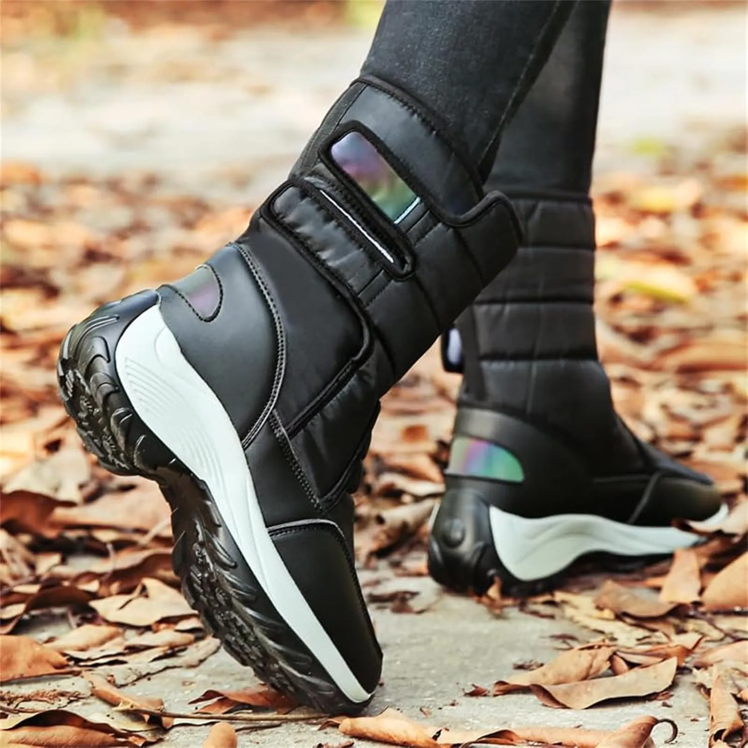 HINDOLA Women Warm Winter Snow Boots Waterproof Outdoor Fleece Fur Lined Shoes Cold-Resistant Mid-Calf Boots Non Slip Hiking Sneaker Booties