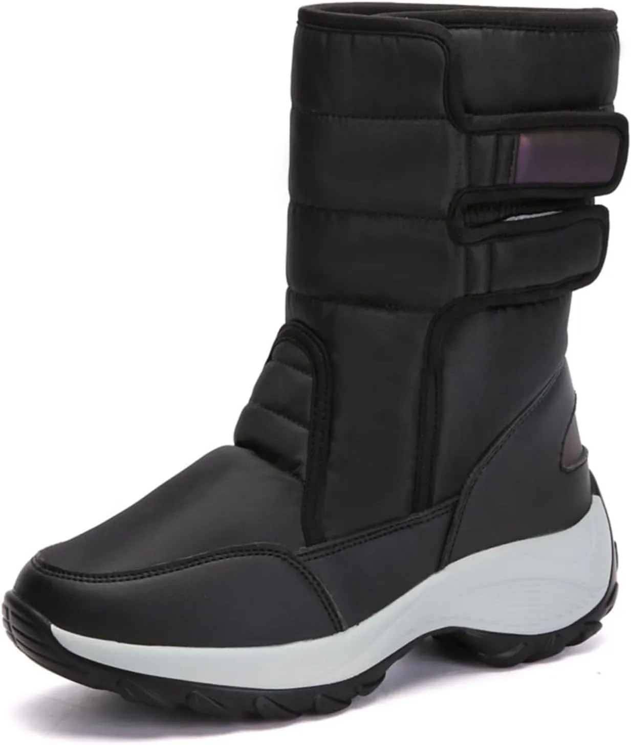 HINDOLA Women Warm Winter Snow Boots Waterproof Outdoor Fleece Fur Lined Shoes Cold-Resistant Mid-Calf Boots Non Slip Hiking Sneaker Booties