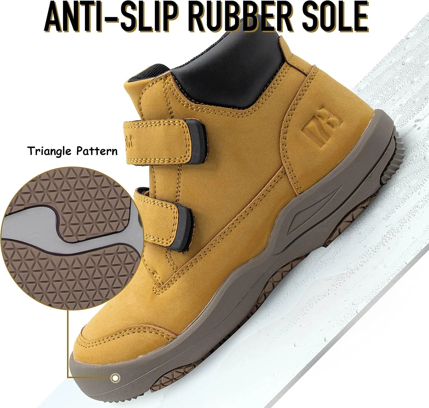 i78 78 Kids Boys Hiking Shoes Chelsea Mid Ankle Boots For Outdoor Trekking Walking Synthetic Non-Slip Lightweight