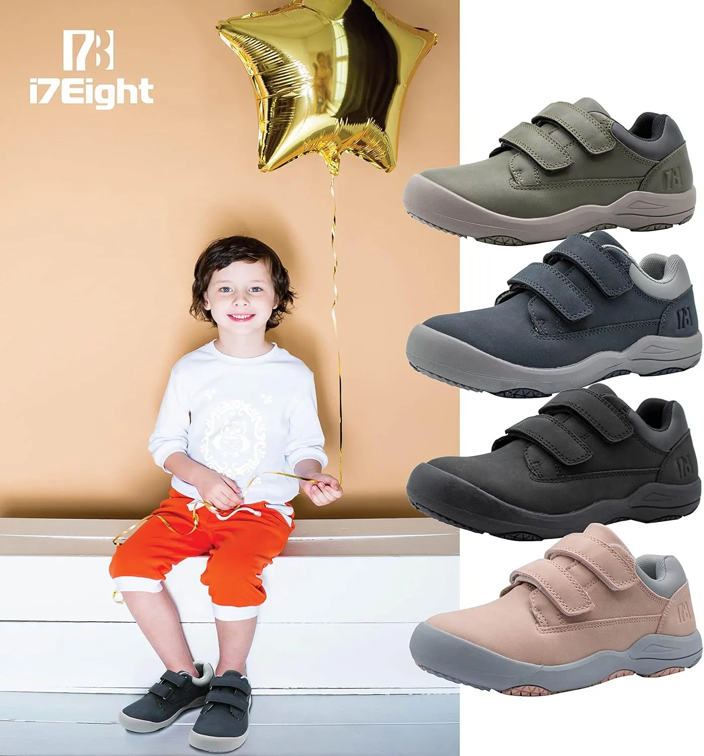i78 78 Kids Boys Hiking Shoes Chelsea Mid Ankle Boots For Outdoor Trekking Walking Synthetic Non-Slip Lightweight