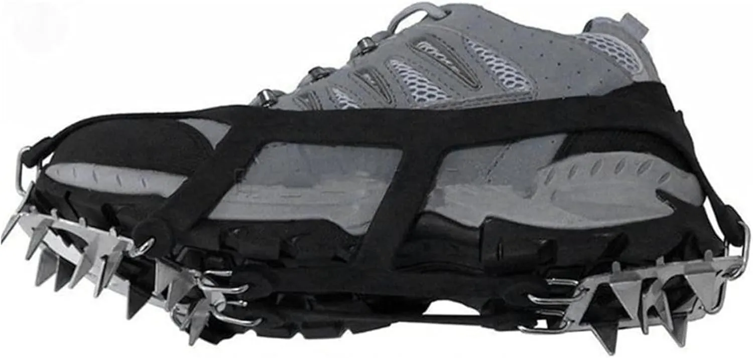 Ice Snow Grips Ice Cleats 18 Teeth Fishing Snow Shoe Spiked Grips Cleats Crampons Winter Climbing Camping Anti Slip Hiking Snowshoes Shoe Cover