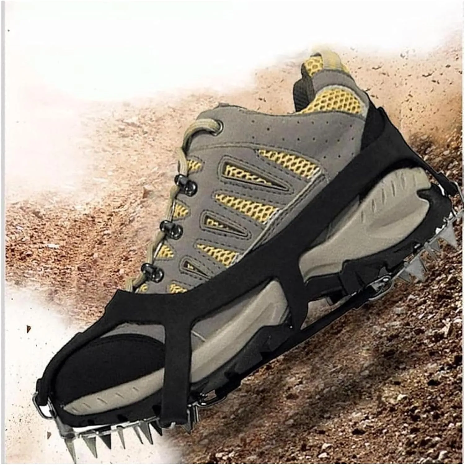 Ice Snow Grips Ice Cleats 18 Teeth Fishing Snow Shoe Spiked Grips Cleats Crampons Winter Climbing Camping Anti Slip Hiking Snowshoes Shoe Cover
