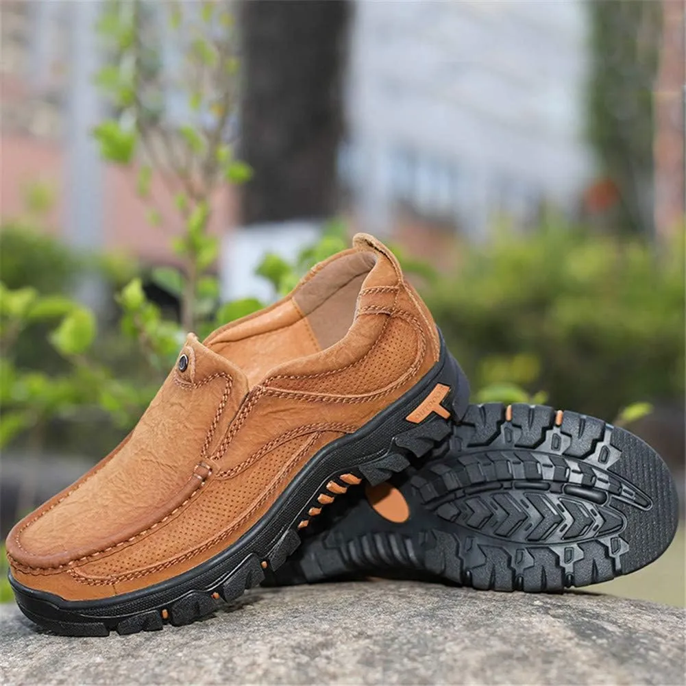 JOYVIP Mens Breathable Walking Loafers Leather Slip-on Hiking Shoes