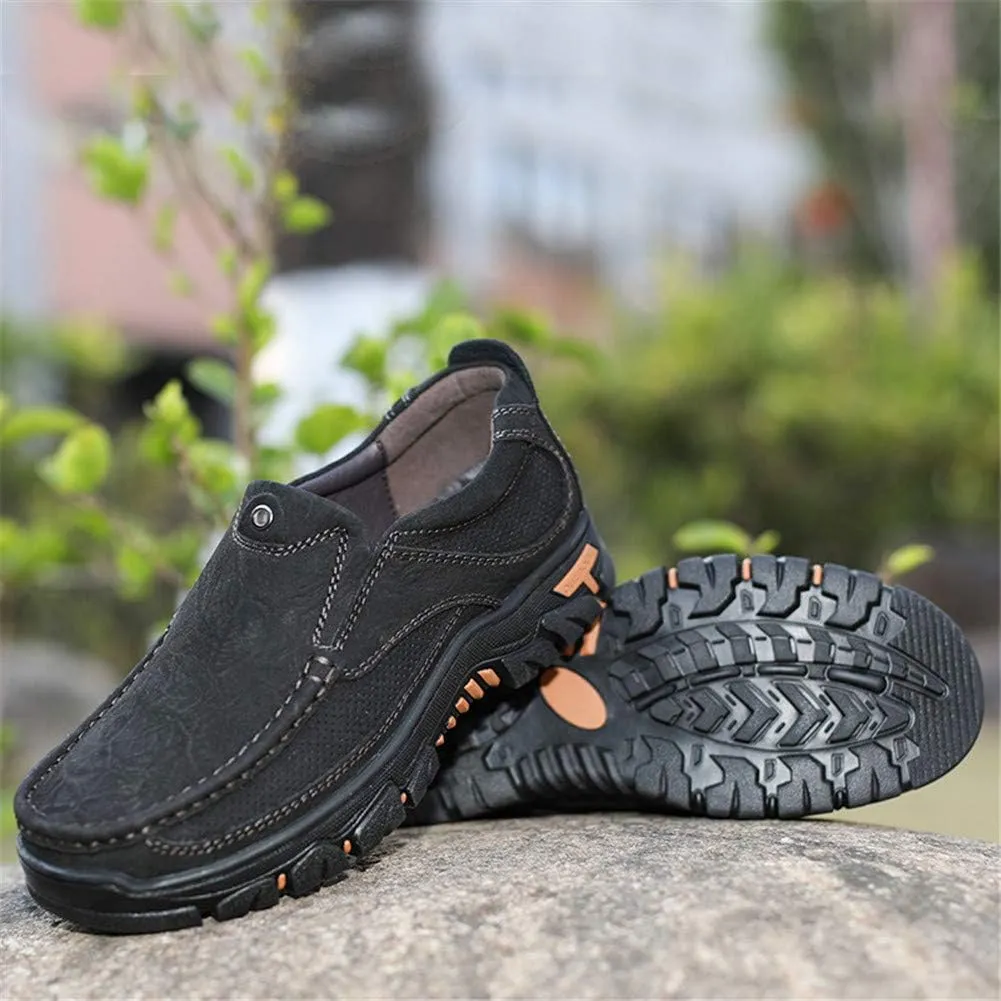 JOYVIP Mens Breathable Walking Loafers Leather Slip-on Hiking Shoes
