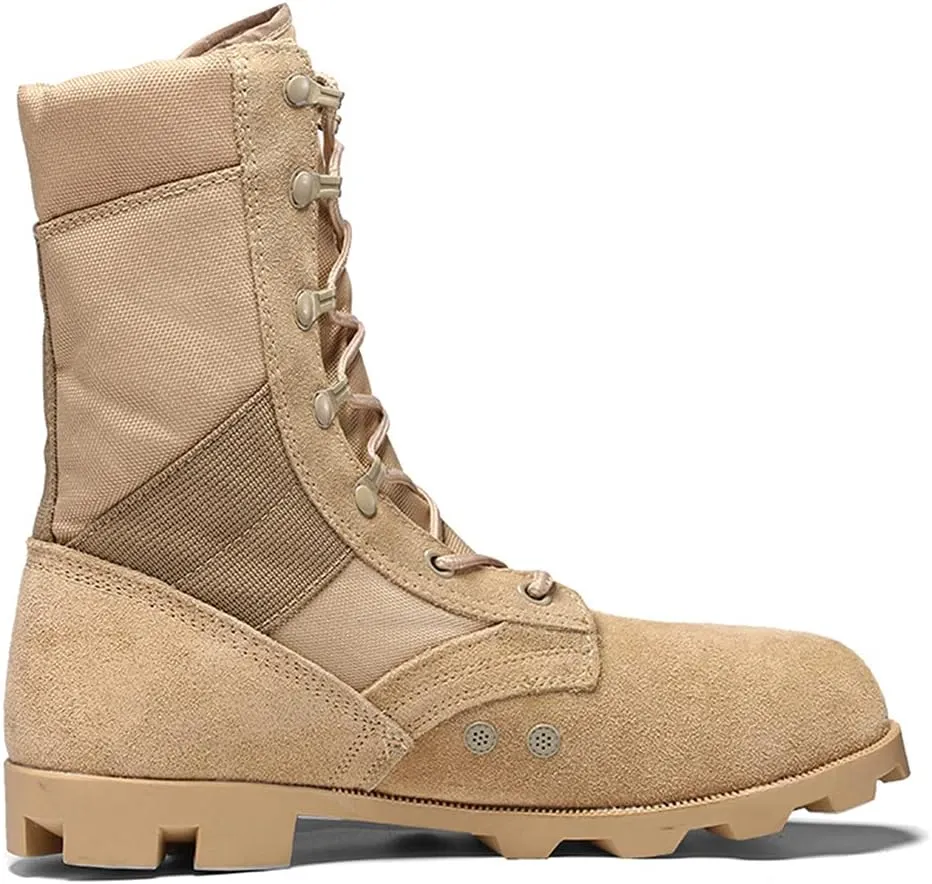 KEHAIOO Men Ultralight Army Boots, Hight Cut Military Shoes, Leather Tactical Ankle Jungle Boots, Outdoor Plus Size Army Boots