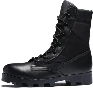 KEHAIOO Men Ultralight Army Boots, Hight Cut Military Shoes, Leather Tactical Ankle Jungle Boots, Outdoor Plus Size Army Boots