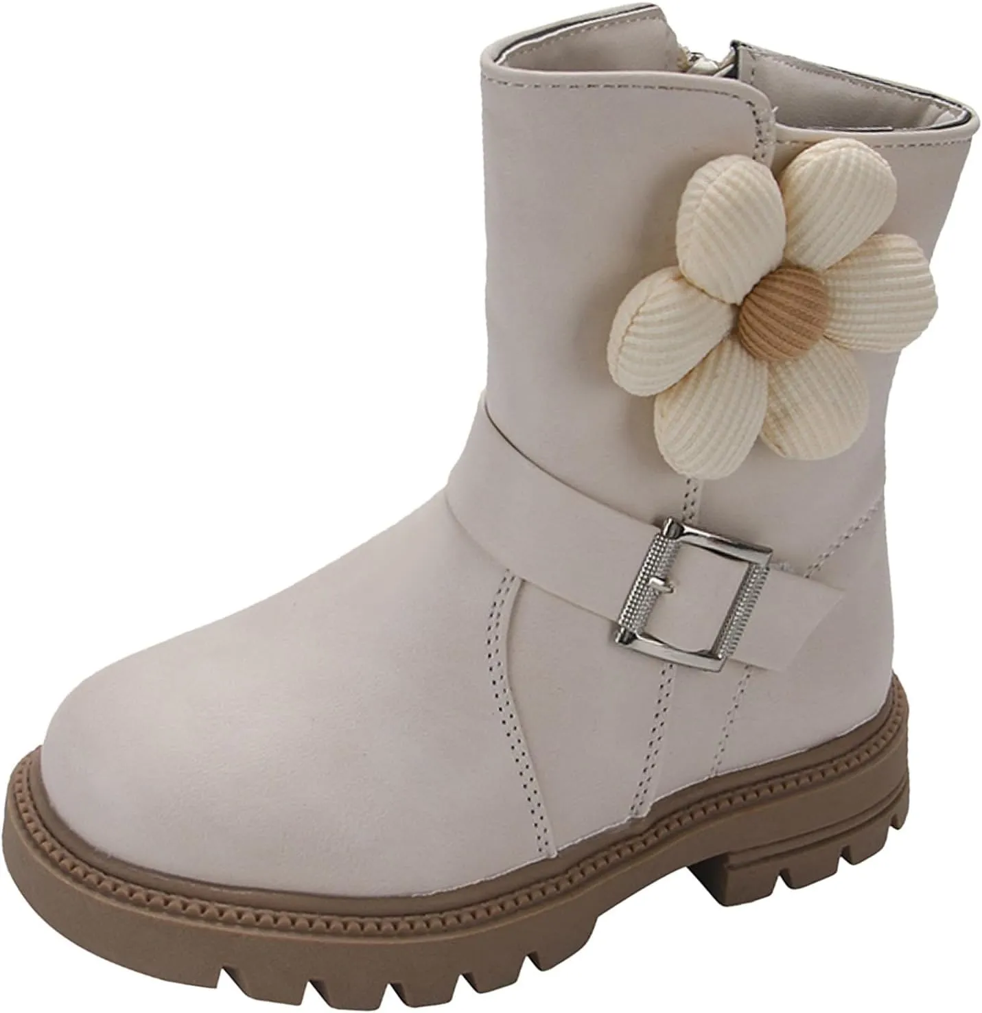 Kids Ankle Boots for Girls Chunky Low Block Heel Short Dress Booties Kids Lightweight Hiking Shoes with Side Zipper