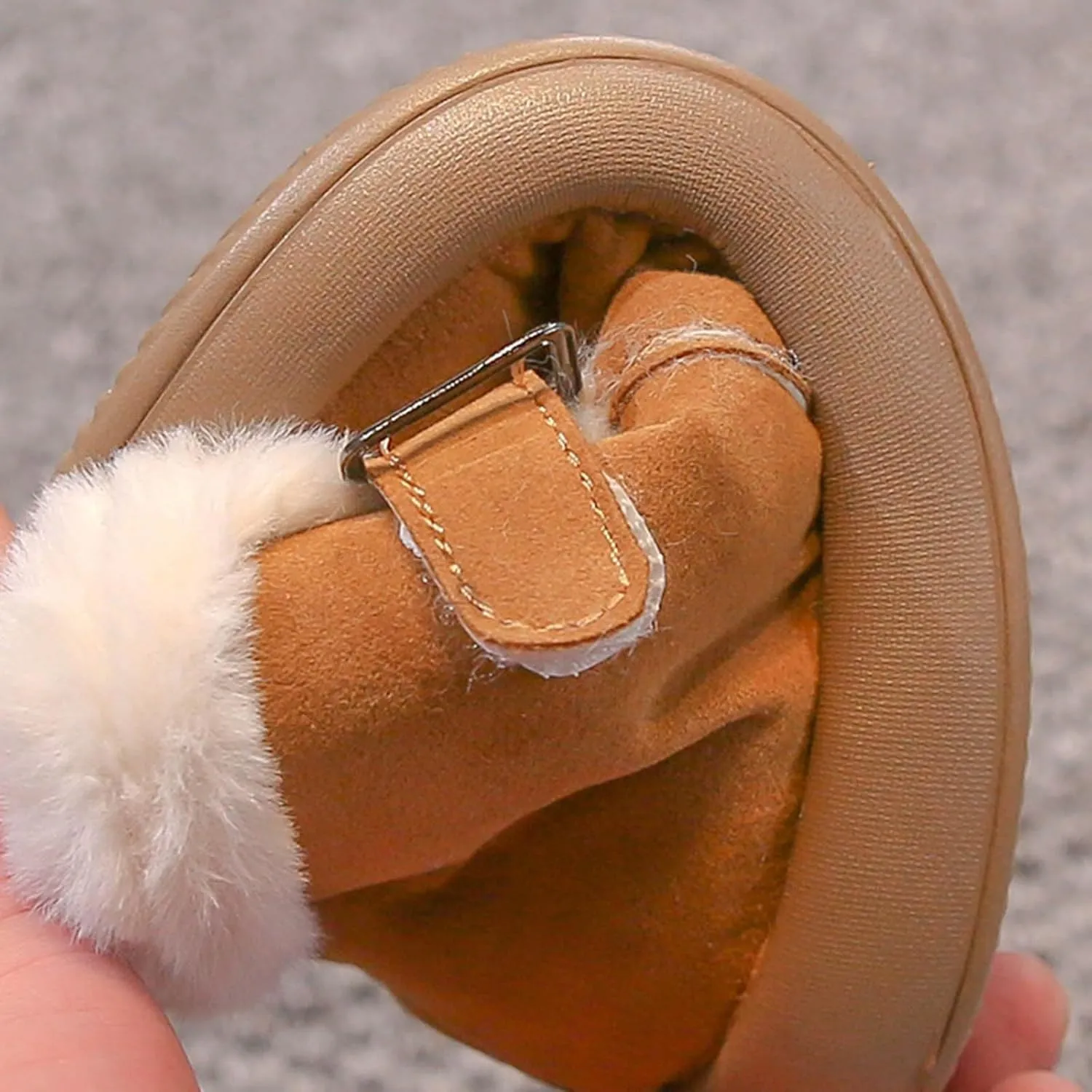 Kids Furry Warm Winter Ankle Boots Boys Girls Cozy Fleece Plush Soft Fuzzy Fr Collar Snow-Proof Platform Shoes
