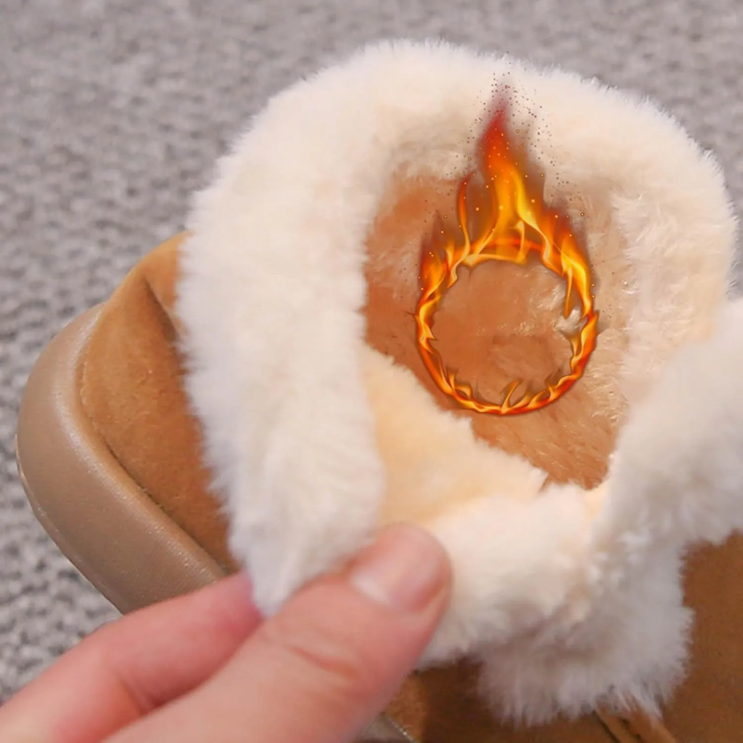 Kids Furry Warm Winter Ankle Boots Boys Girls Cozy Fleece Plush Soft Fuzzy Fr Collar Snow-Proof Platform Shoes