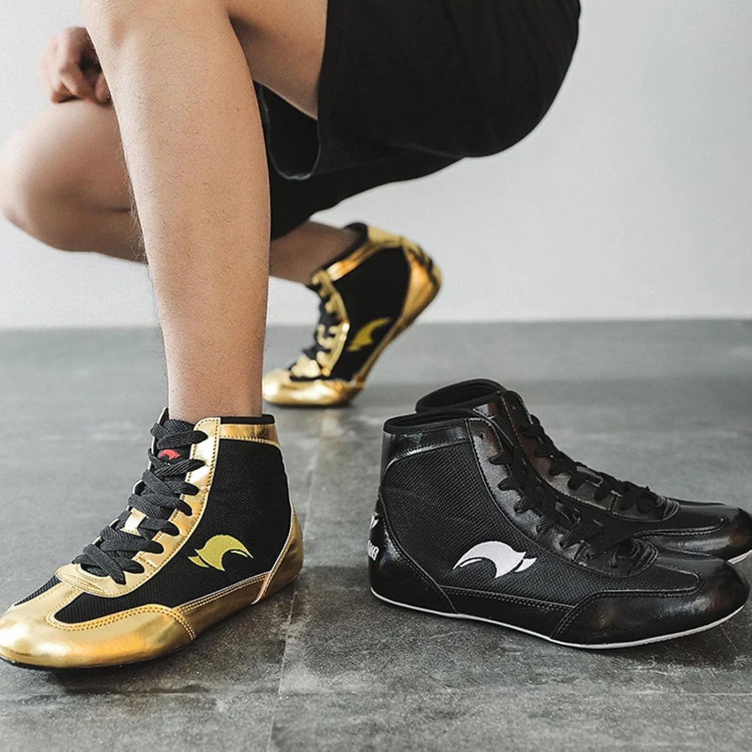 Kids School Wrestling Shoes Boys Girls Boxing Shoes Fitness Sneakers High Top Wrestling Training Shoes Boots Anti