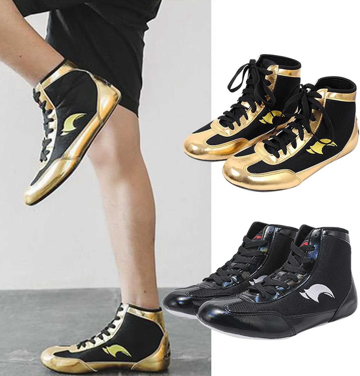 Kids School Wrestling Shoes Boys Girls Boxing Shoes Fitness Sneakers High Top Wrestling Training Shoes Boots Anti